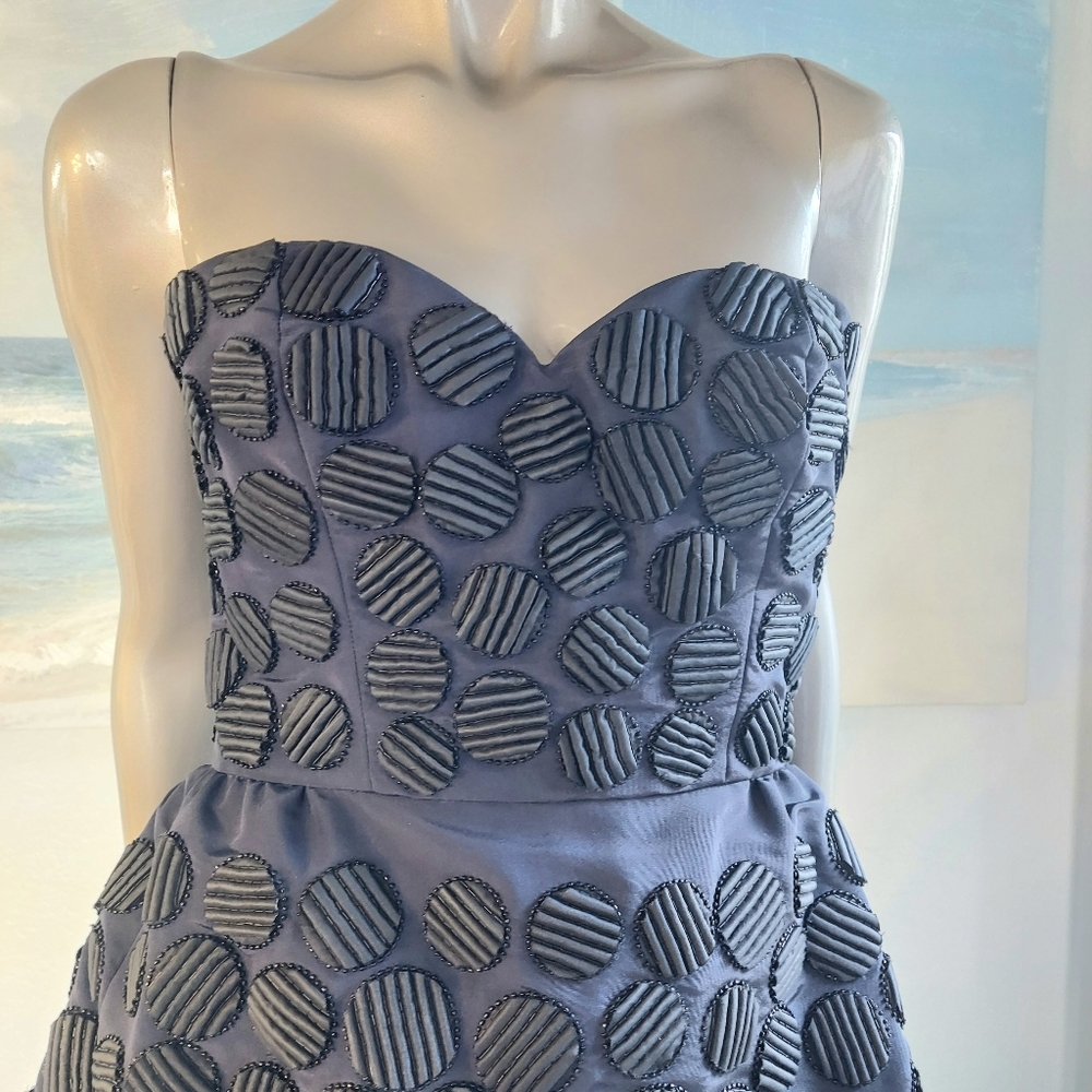 $8,000 OSCAR DE LA RENTA SILK BLUE EXCLUS BEAD EMBROID RUNWAY GOWN US 8 - Picture 5 of 16